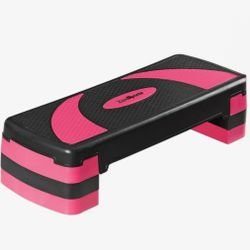 30" Adjustable Workout Aerobic Step Platform W/4 Risers 4"6"g" Pink Non-Slip Surface,