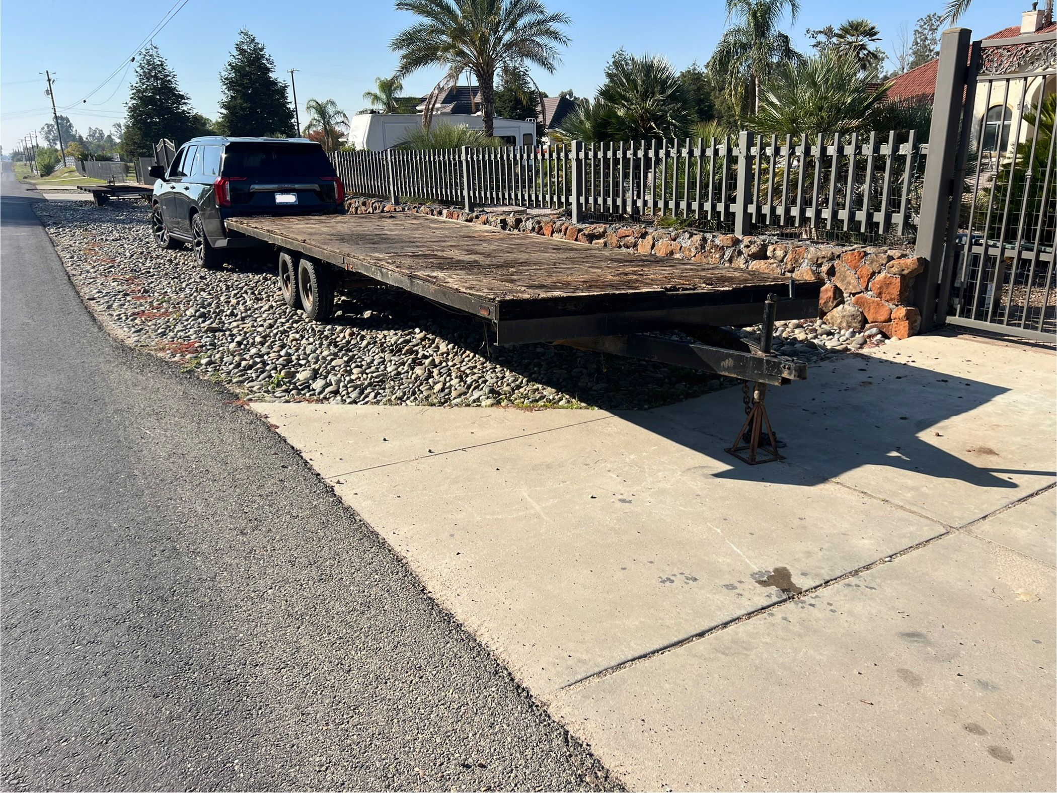 24’ Flatbed I Beam Heavy steel Beams 3’ Tongue Car Hauler 