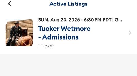Tucker wetmore concert ticket