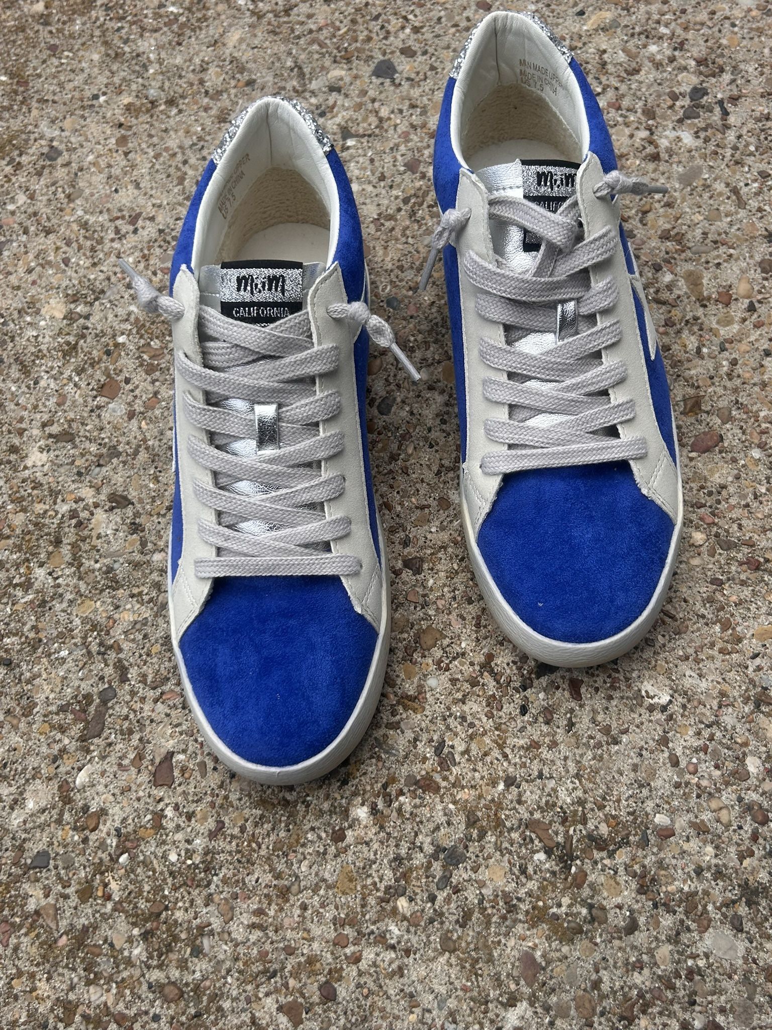 Mimi California Blue Star Sneakers Women’s 7.5 – Golden Goose Style, Glitter Heel