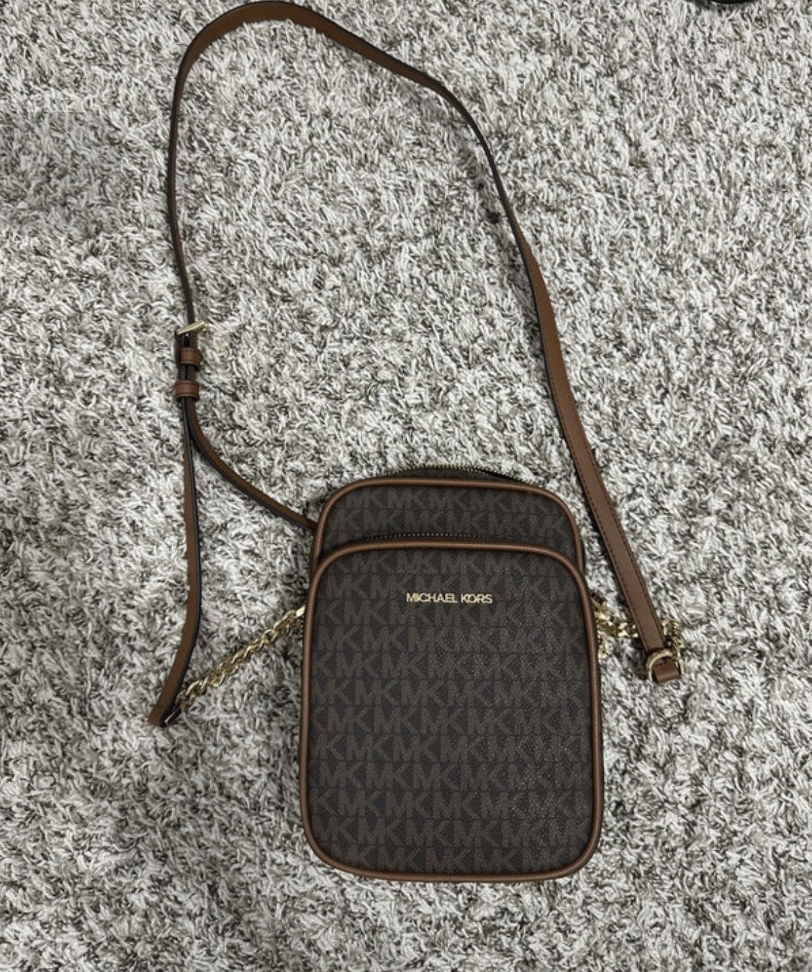 Authentic Michael Kors Jet Set Travel Brown Crossbody Bag
