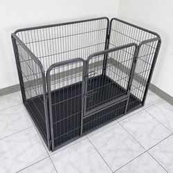 (New) $95 Pet Playpen Heavy-Duty Dog Kennel with Plastic Tray, 49x32x35” Tall 