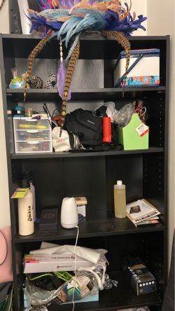 4 shelf black bookcase