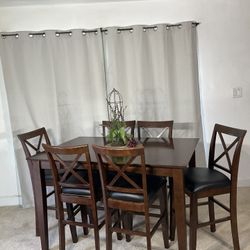 Counter Height Dining Table With Butterfly Extension & 6 Chairs / Mesa Alta De Extension Y 6 Sillas 
