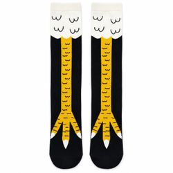 Kids Chicken Leg Knee High Socks Funny Novelty Costume Yellow Black Size L 9-13Y