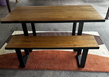 West Elm Solid Wood Table w/ Matching Bench