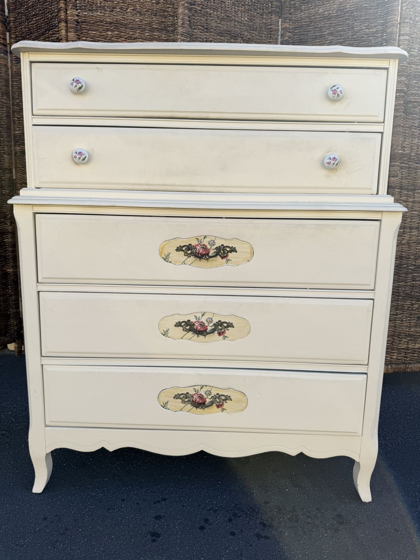 Vintage High Boy 5 Drawer Dresser