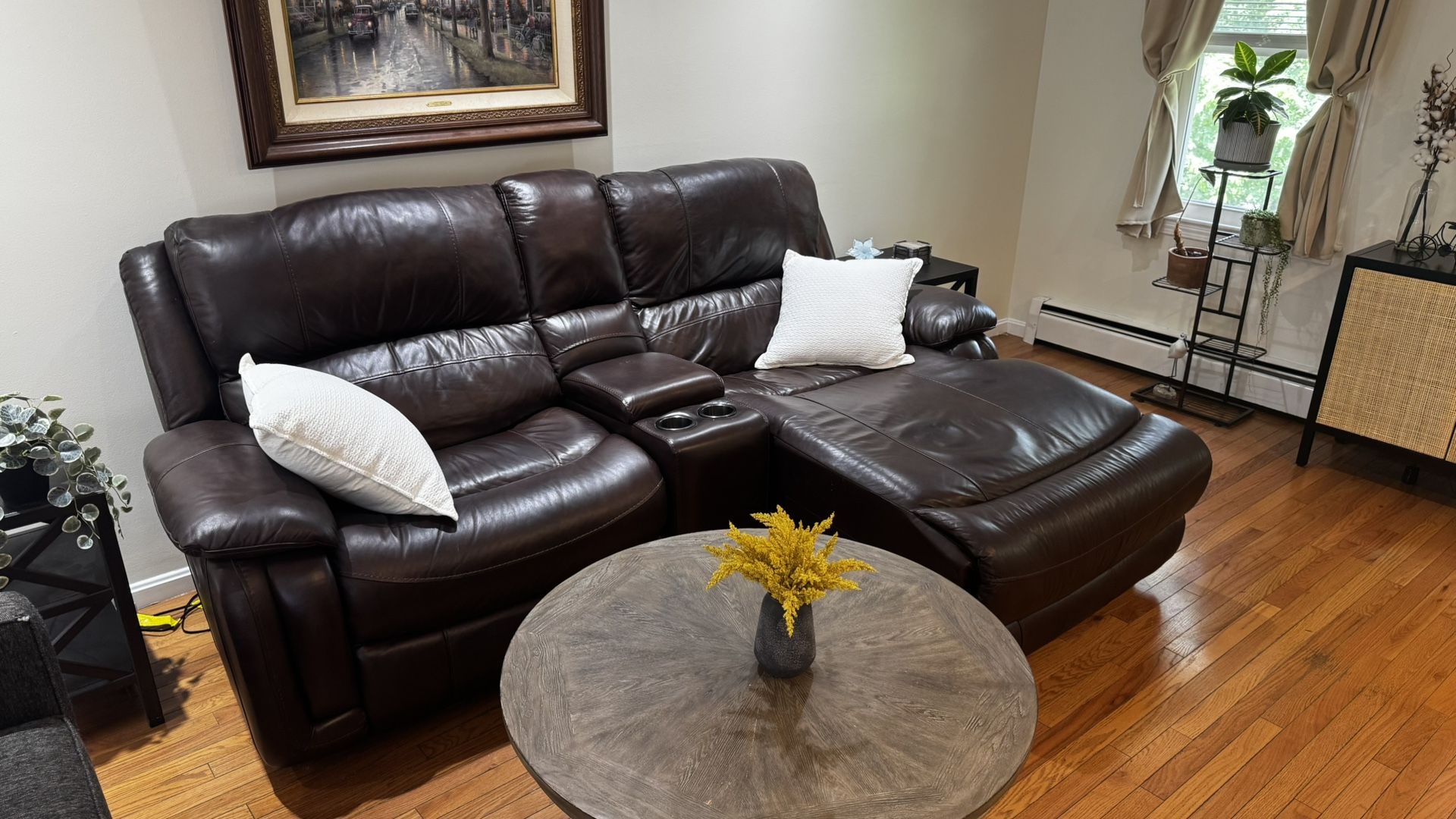 Leather Power Recliner And Chaise