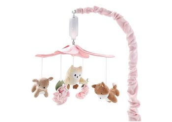 The Peanutshell Crib Mobile for Girls - Pink and White Musical Baby Crib Mobile with 12 Lullabies, Forest Baby Little Forest Nursery Decor Amazon's Ch