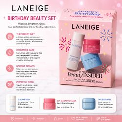 LANEIGE Birthday Beauty Set – Cream Skin Toner, Water Bank Hyaluronic Cream & Berry Lip Sleeping Mask