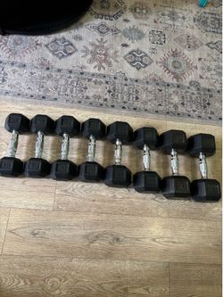 Dumbbells set pairs of 15,20,25,30,60 and single 35.some (cap)and 60s Hampton
