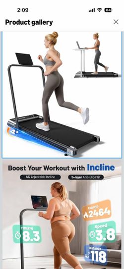Brand new Walking Pad Treadmill for Home, Walking Pad with Incline and Handle Bar Sturdy Foldable Handles Walking Pad with LED Display, Portable Quiet