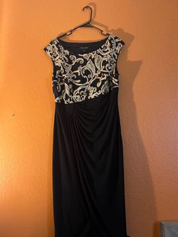 Royal Blue and Gold Print Dress