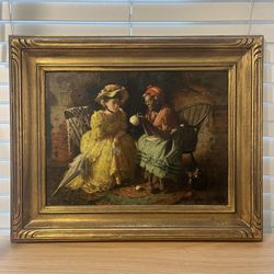 Authentic Harry Roseland Oil Painting - Reading The Tea Leaves