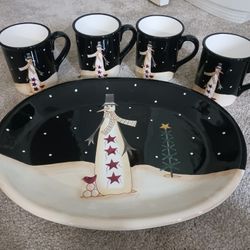 Beautiful Winter Platter And Cups