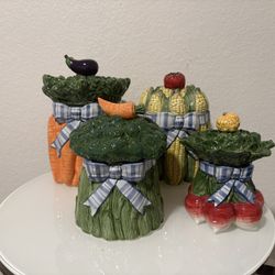 Canister Set Fitz and Floyd Vegetable Canister Set Majolica Style