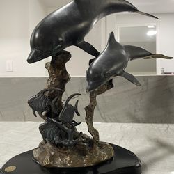Vintage Bronze Dolphin Statue