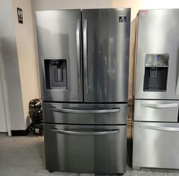 Samsung 4‑Door French Door Fridge – Black Stainless, Ice/Water