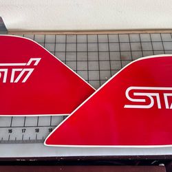 2015 - 2021 SUBARU IMPREZA STI WRX SIDE SPOILER PANEL GLOSSY RED/ STI STICKER VINYL DECAL SET