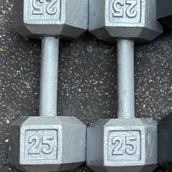 PAIR OF 25 LB. DUMBBELLS