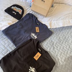 Stussy Special & Limited Edition Honolulu Tees + Beanie (Royal Blue, Black, and Stussy Beanie)