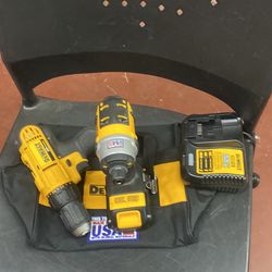 Dewalt DCD771 -1/2” Cordless Drill Driver- DCF885 1/4” Cordless Impact Driver 1 Battery Charger. 