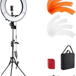 Ring Light 18inch Kit: 55W 5600K Professional LED with Stand and Phone Holder, Soft Tube & Bag for Tattoo Lash Extension Barber Makeup Artist Studio V