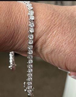 Sterling Silver Tennis Bracelet with Round Clear Stones
