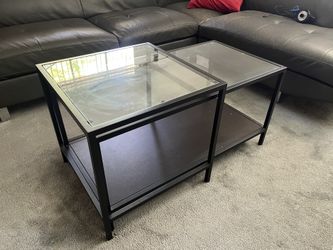 Ikea VITTSJO  Nesting Tables, Set Of 2, Black-brown/glass 35 3/8 X19 5/8