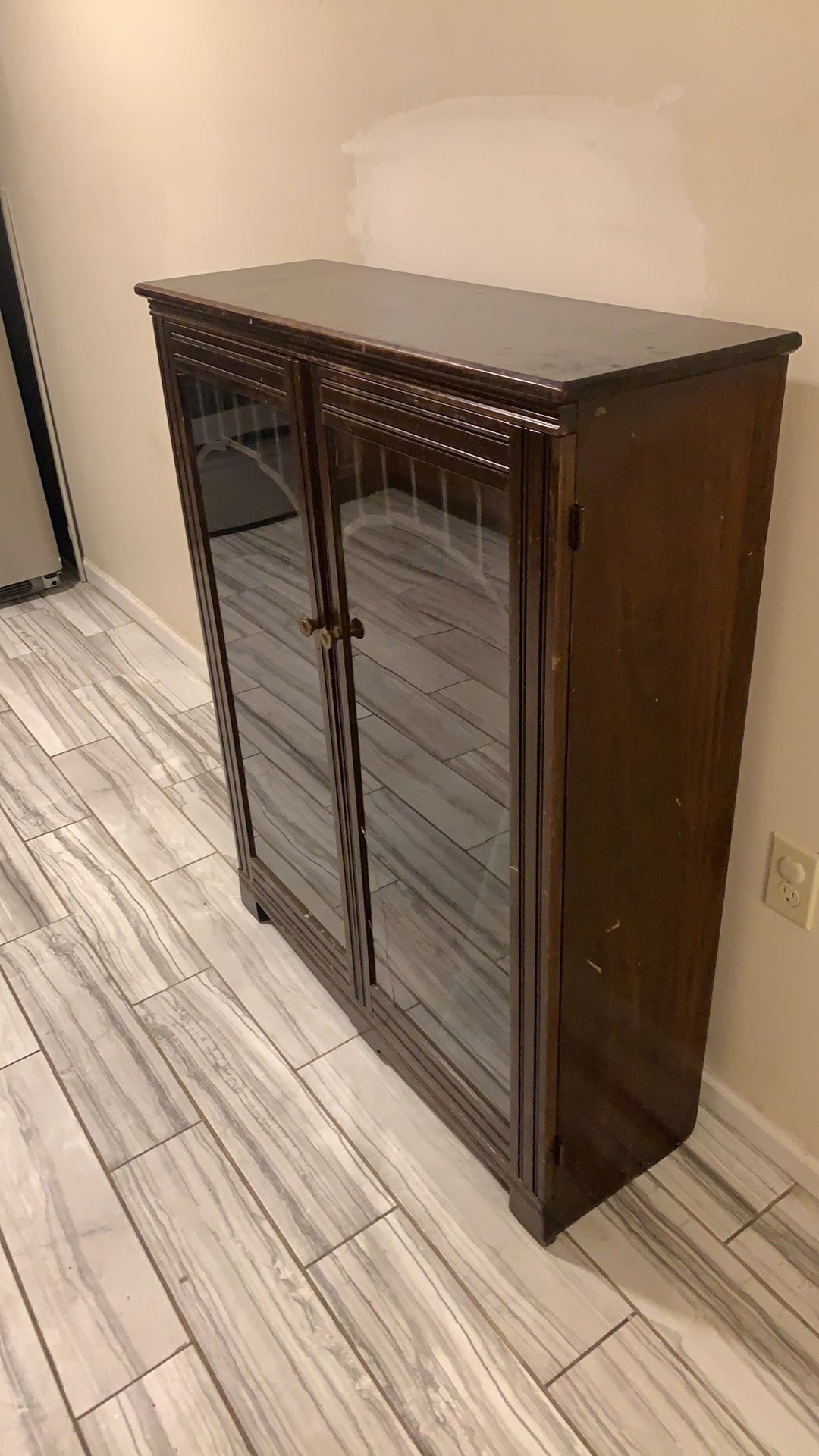 Nice Cabinet With Glass Door And Glass Shelves