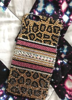 leopard print sparkly iphone 6/6s plus case!
