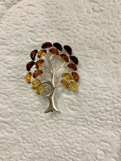 Sterling Silver Pin-Baltic cognac, champagne and cherry amber 