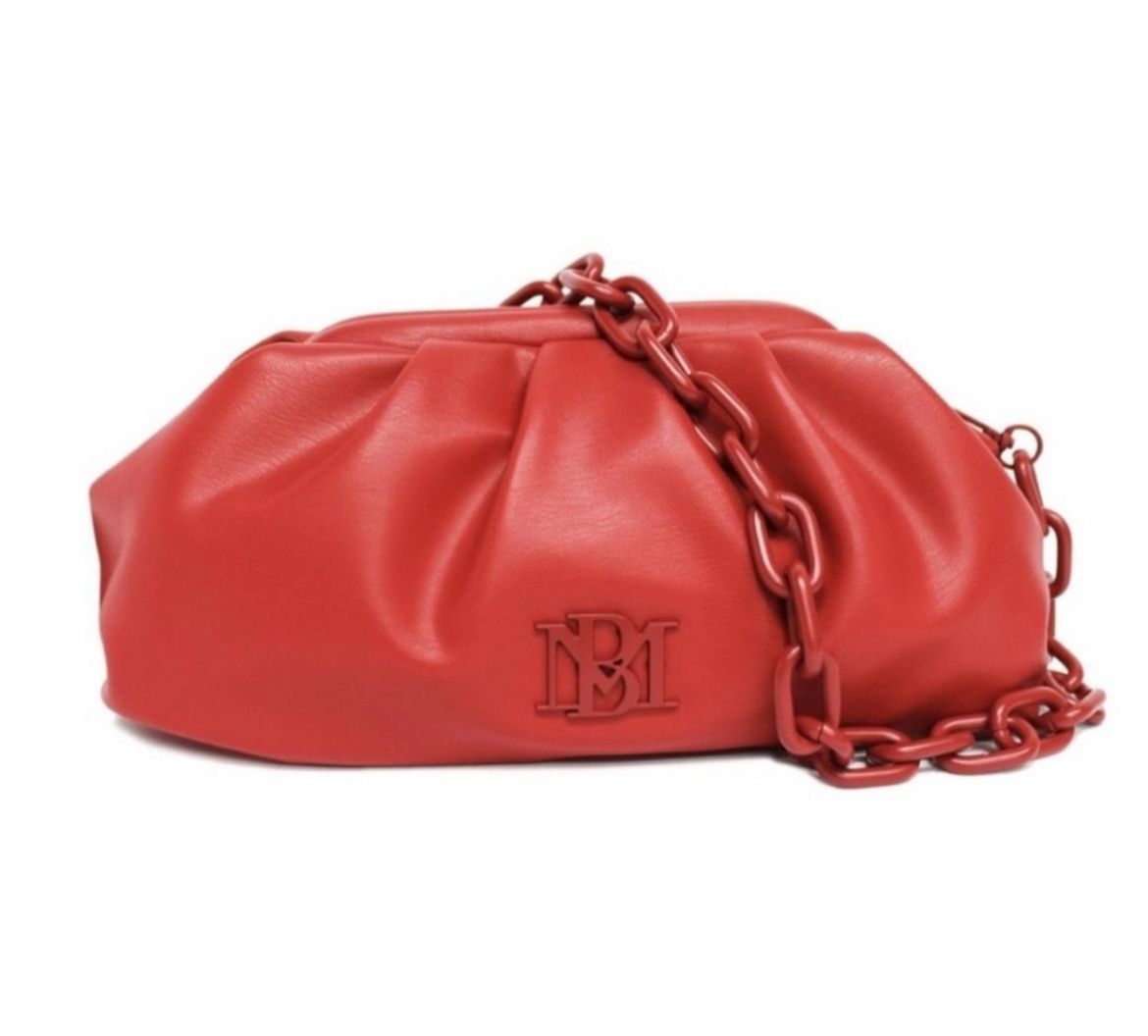 BADGLEY MISCHKA Red wrapped frame clutch NWOT Red