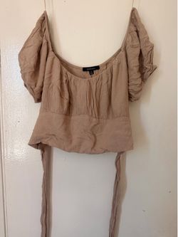 Vaquera Tan Puff Sleeve Crop Top