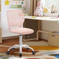 Homy Casa Carnation Morandi Pink Fabric Desk Chair Adjustable Rolling Office Chair