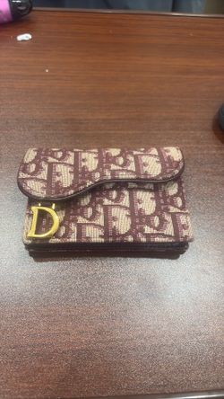 EXCELLENT CONDITION! Christian Dior Women's Logo Print Folding Wallet Gold Tone Hardware