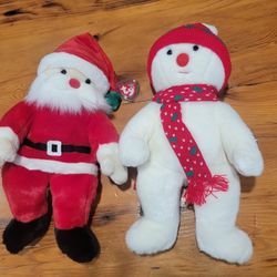 Santa And Snowman TY Beanie Babies