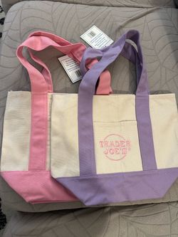 Trader Joe's Canvas Tote Bag Pink Lavender
