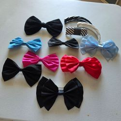 Vintage 80's Bundle 11 Pcs assoreted Multicolor-Bows & Hair Clips Set Accessory