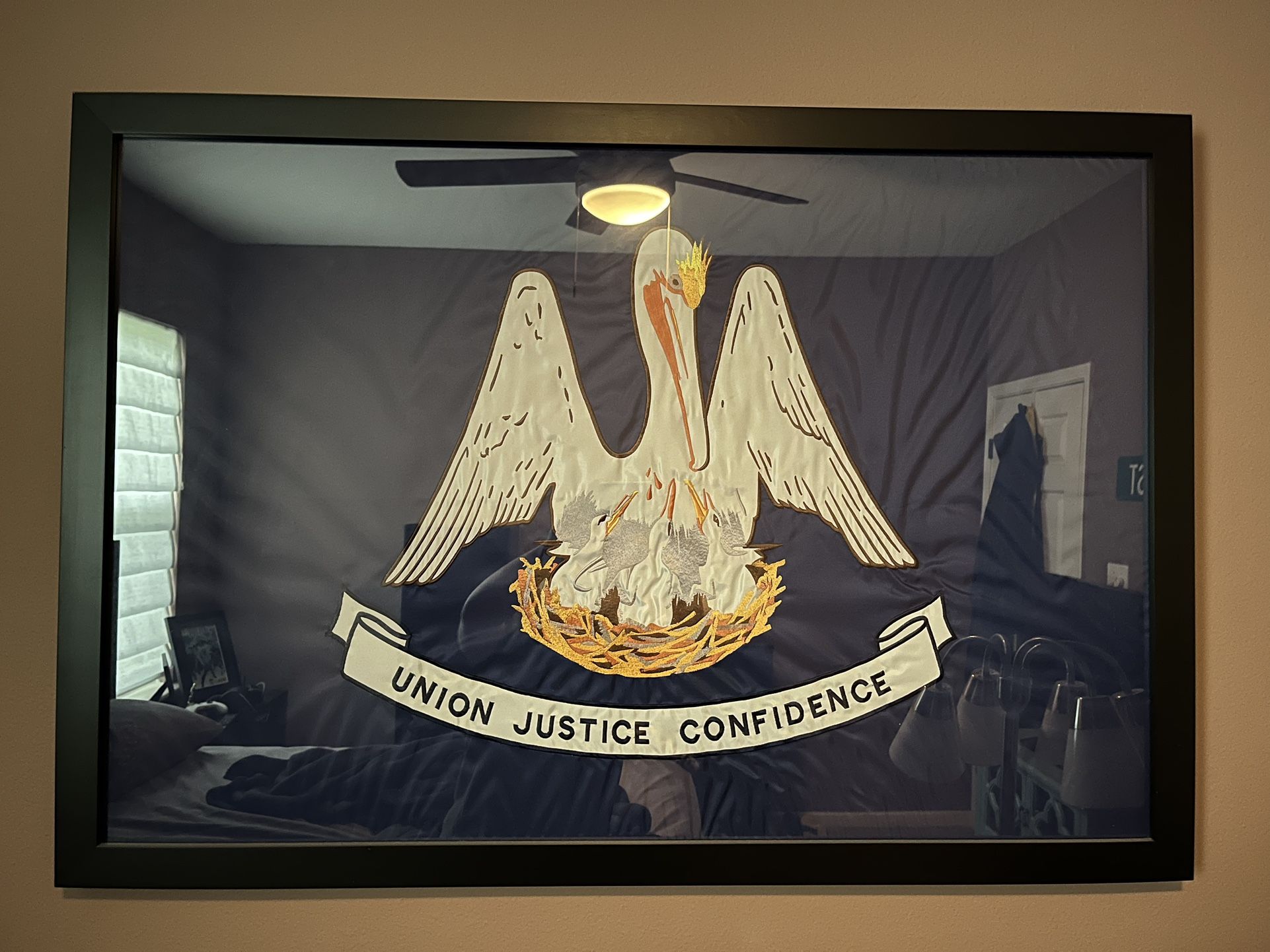 43.5x30 Inch Framed Louisiana State Flag