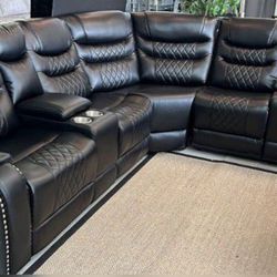 New Black Reclining Sectional Including Free Delivery