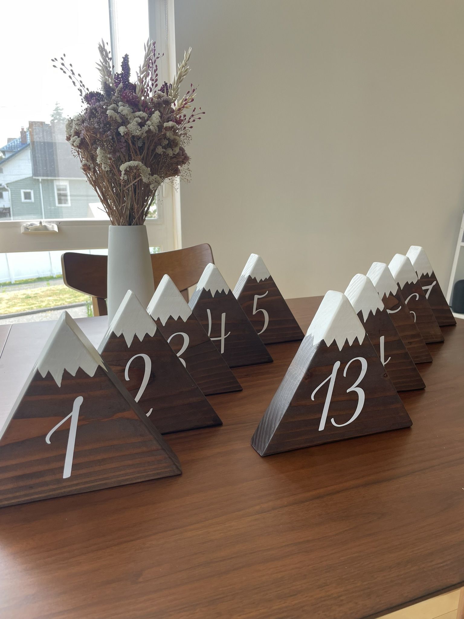 Mountain Wooden Table Numbers for Mountain Wedding Decorations