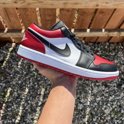 Jordan 1 Low Bred Toe (Size 4.5Y, 5.5Y, 8.5, 9, 9.5, 10)