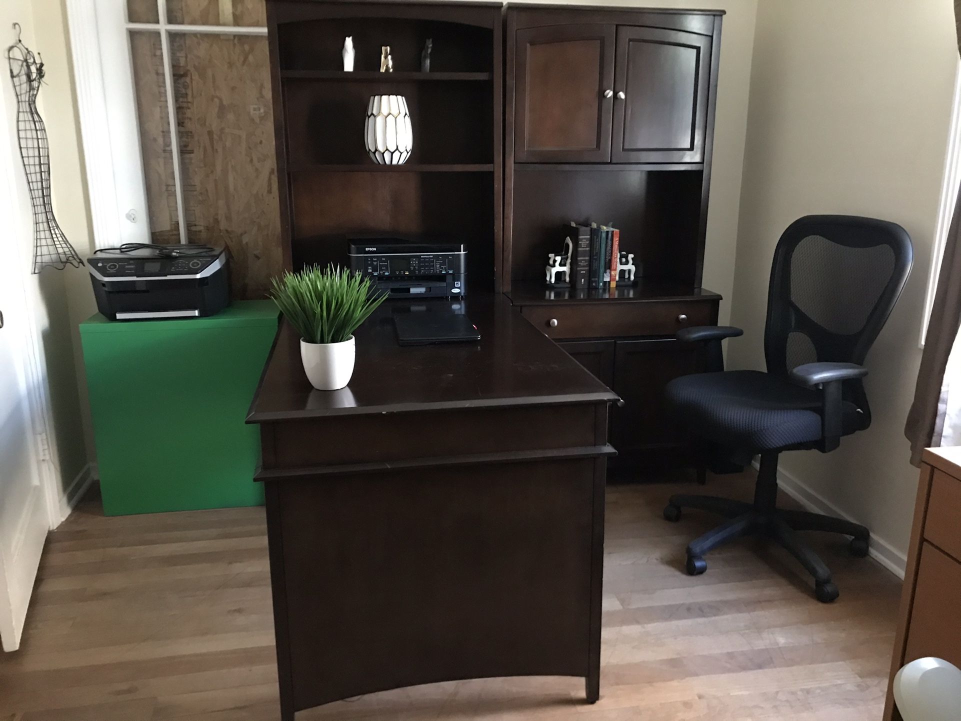 Desk And Book Case And Cabinet 