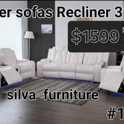 Sofas Set 3pcs Electrico Recliner Con Bocinas Bluetooth 
