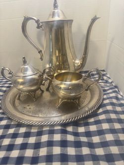 Silver-Plated Tea Set with Tray