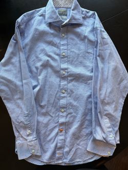 Thomas Dean medium men's long sleeve button down blue for dress or casual, $10 cash. Must meet in person for delivery. 