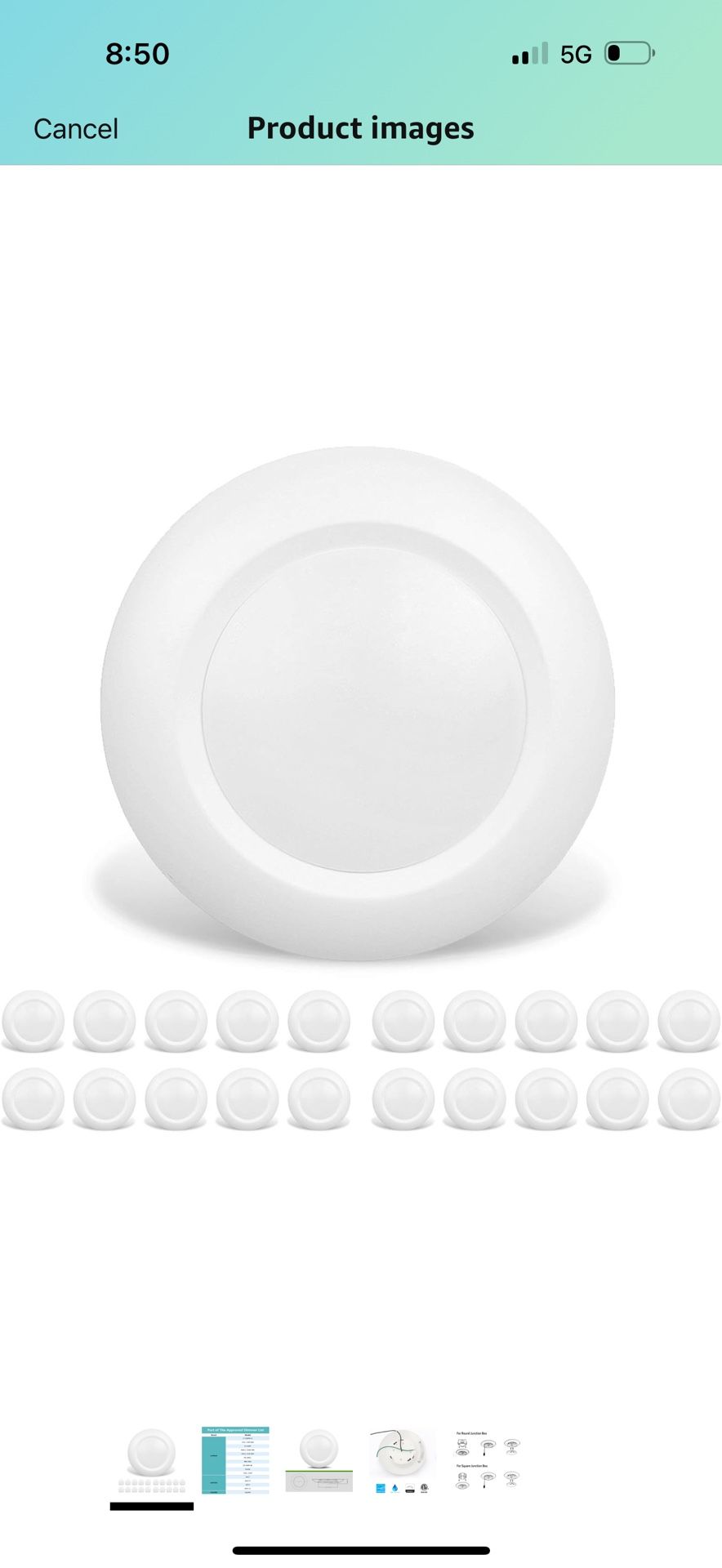 Packs 4 Inch LED Low Profile Recessed & Surface Mount Disk Light, Round, 10W, >600 Lumens, 5000k Daylight White, CRI80, DOB Design, Dimmable, ETL List