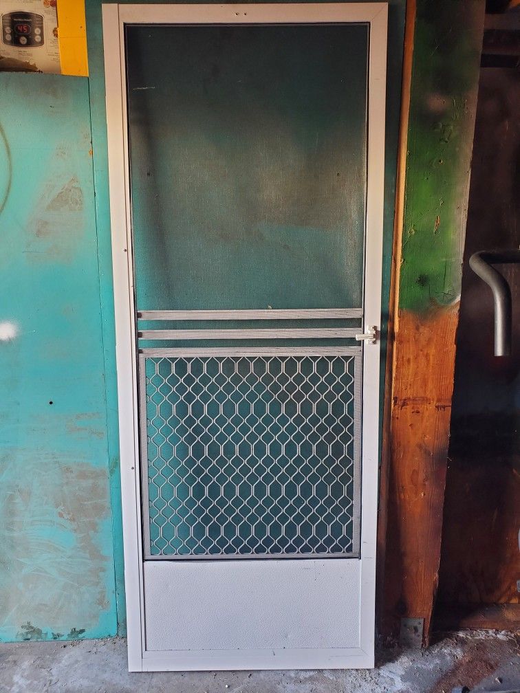 White Aluminum Screen Door $45