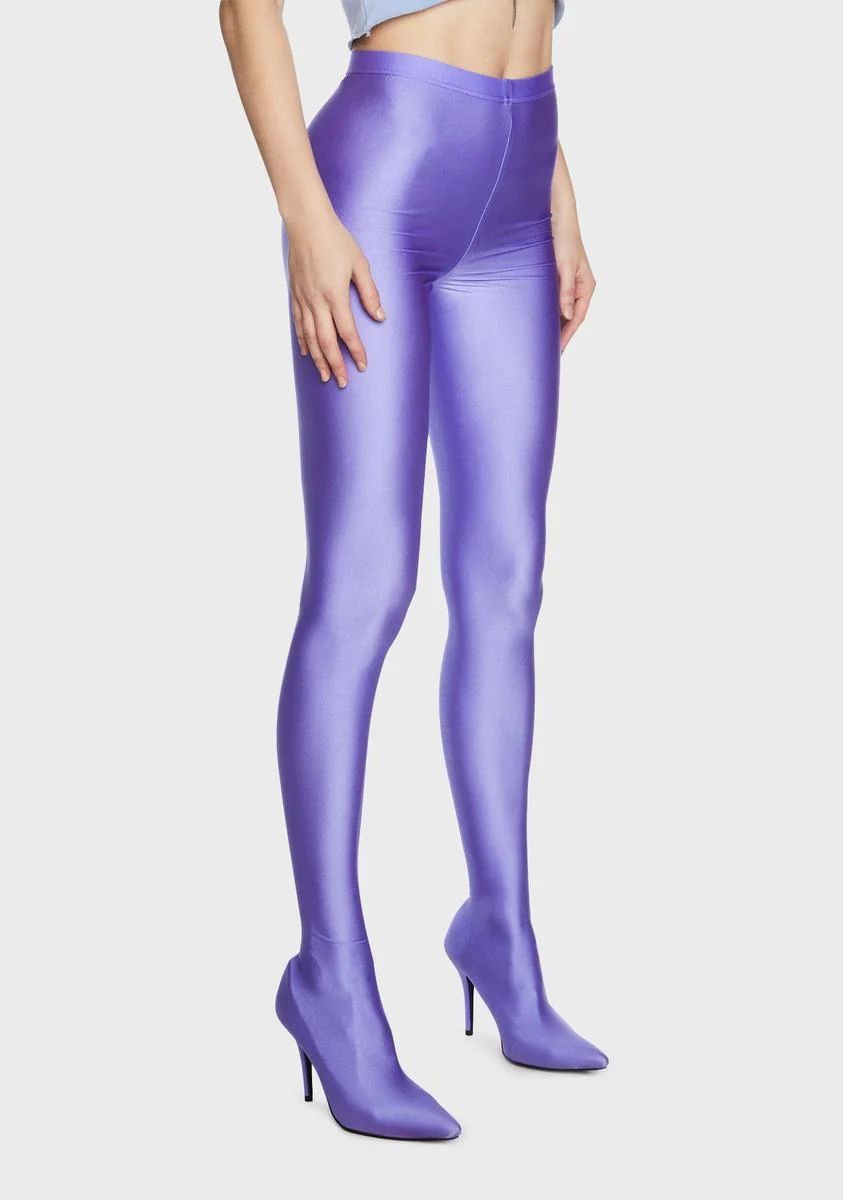 Azalea Wang Shiny Stretch Pants with Built-in Pointy-Toe Pumps